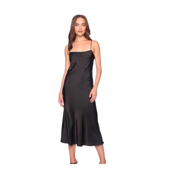 NWT Susana Monaco bias black midi slip dress small - Picture 1 of 13
